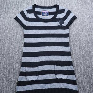 U.S. Polo ASSN. Womens Sweater Dress Medium Striped Short Sleeve Y2K Preppy